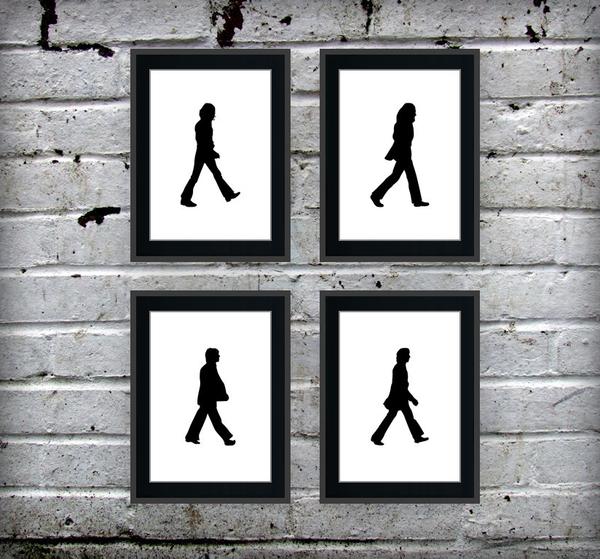 The Beatles Walking Silhouette Art Print Set
