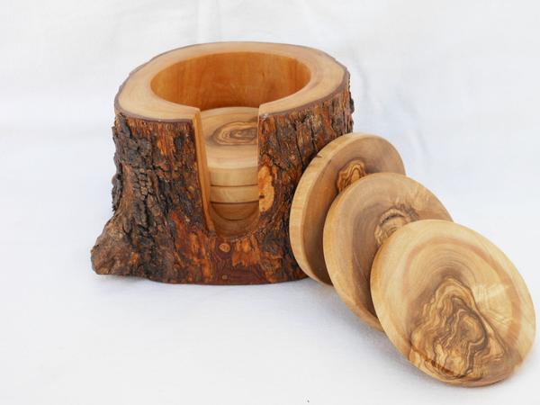 The Handmade Wooden Rustic Coaster Set