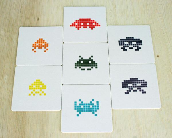 Space Invaders Letterpress Coaster Set