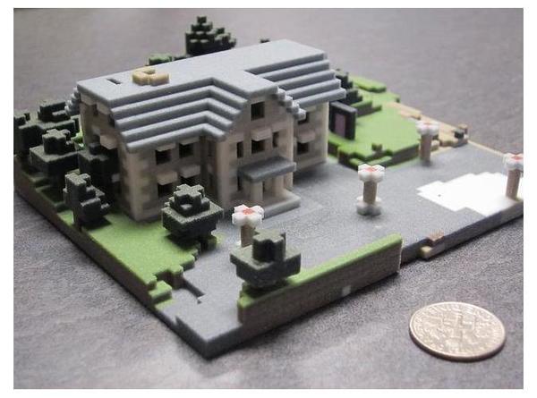 3D Printed Minecraft Mansion Hotel Model