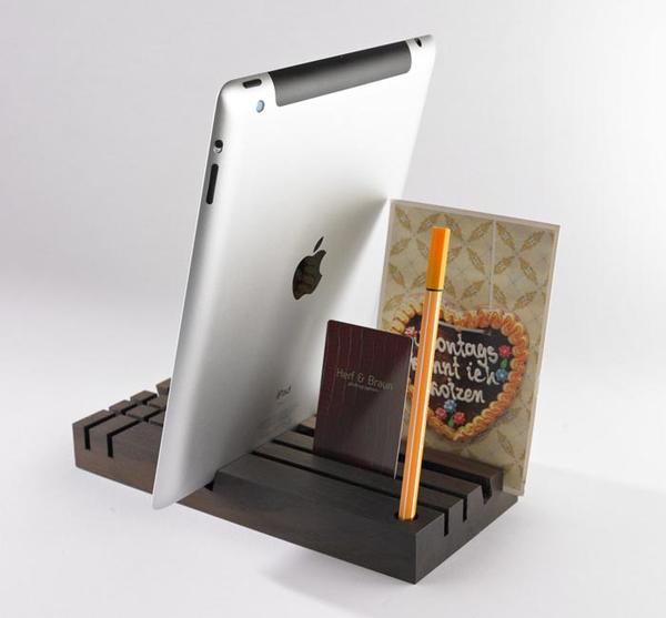 Tobago Wood Desk Organizer and Tablet Stand