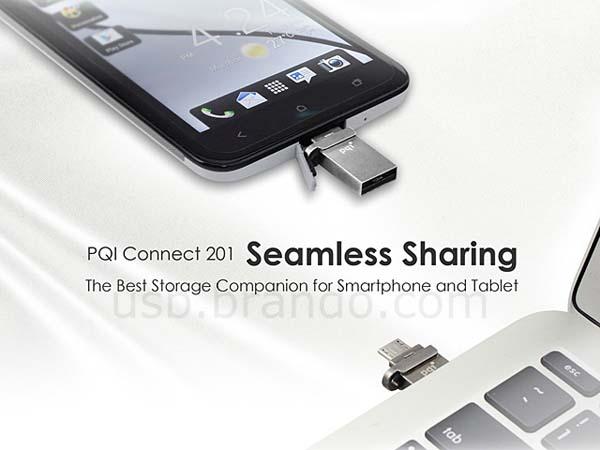 PQI Connect 201 2-in-1 USB Flash Drive for Android Devices