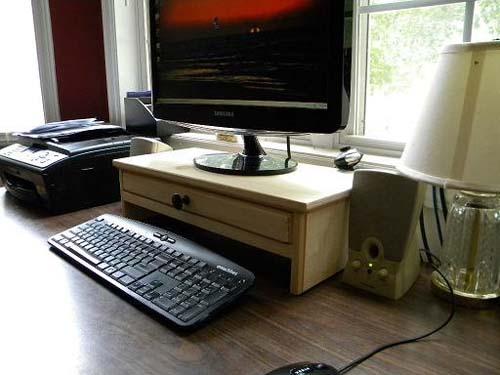 Handmade Computer Monitor Stand with Drawer