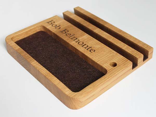 The Handmade Wooden Desk Organizer with Tablet Stand