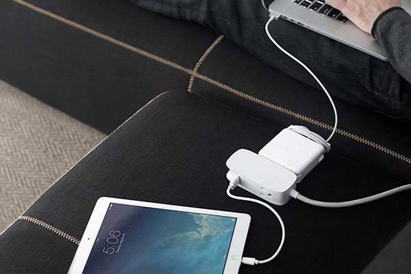 BlueLounge Portiko Extension Cord with Two Outlets and Two USB Ports