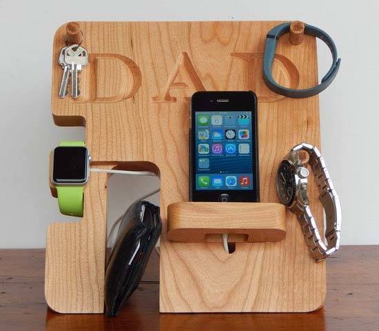 Handmade Personalized Charging Station for Apple Watch and Smartphone