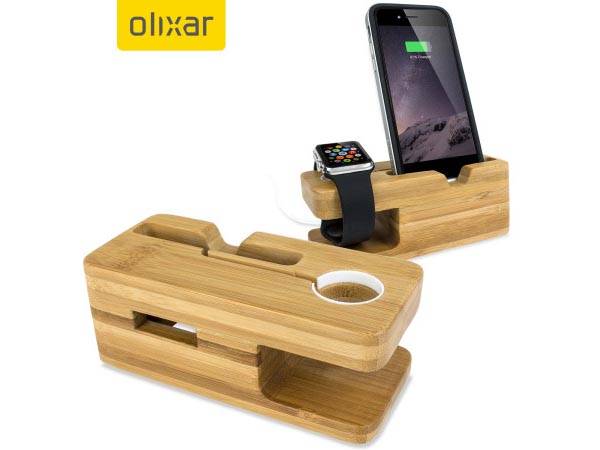 Olixar Bamboo iPhone and Apple Watch Charging Station