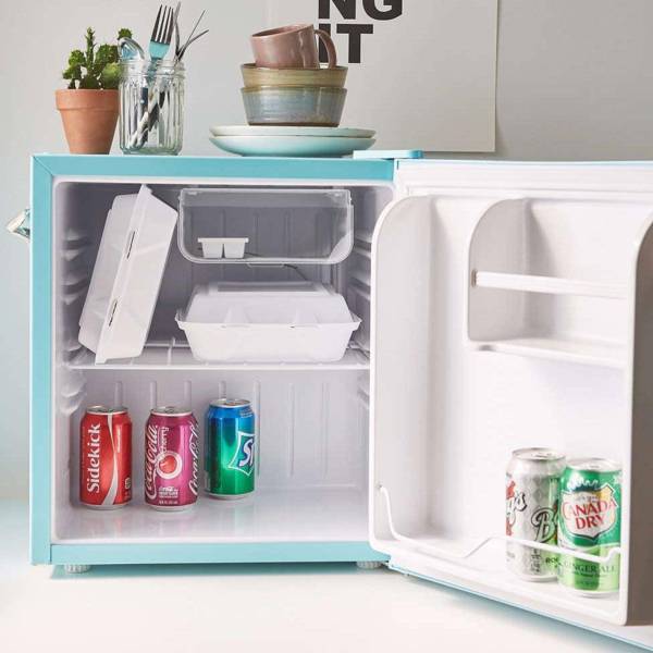 The Retro Mini Fridge With Built in Bottle Opener 2L Door Basket And 