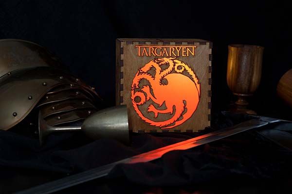 The Handmade Game of Thrones Mood Lamp with House Sigils - one of our handmade gifts