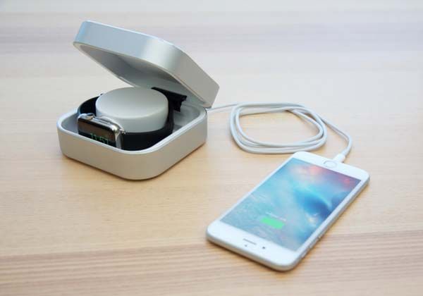 Amber Portable Apple Watch Charging Station with Power Bank