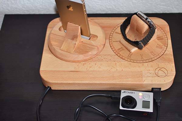 Handmade Wood Charging Station for Apple Watch and iPhone