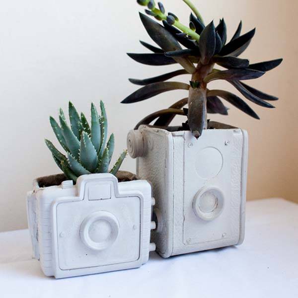 Handmade Vintage Cameras Inspired Concrete Planters
