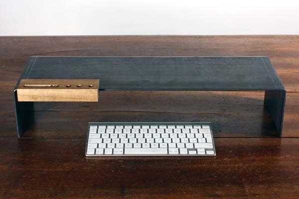 Handmade Monitor Stand with Wooden iPhone Dock and Pen Holder