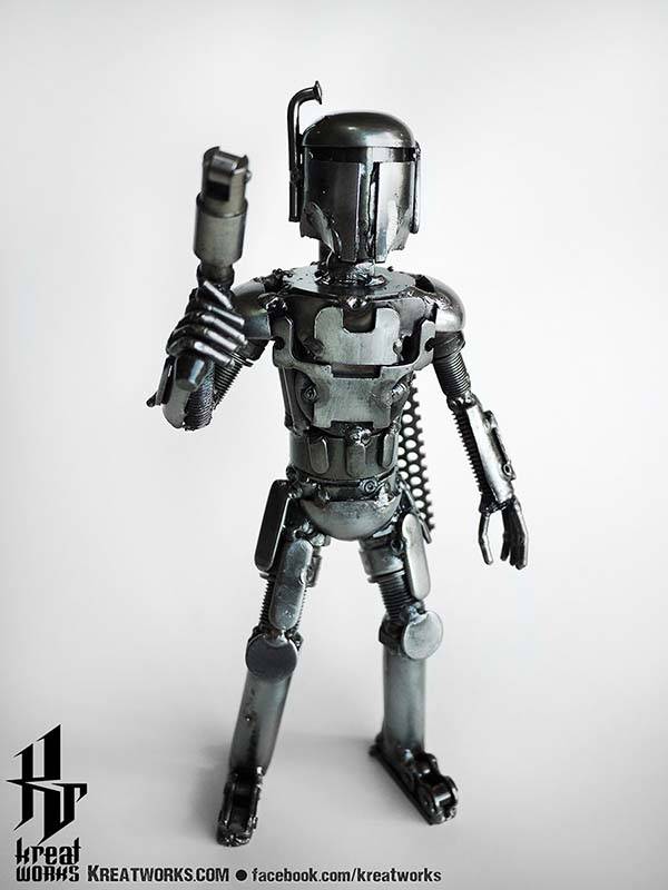 The Pop Culture Character Figurines and Sculptures Made from Recycled Metal and Useless Auto Parts