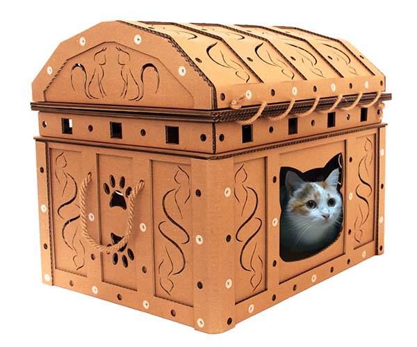 Treasure Chest Cardboard Cat House