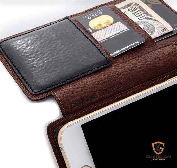 Guardian Leather iPhone 6s Case with Protective Corners, Micro-Suction Pad and Built-in Wallet