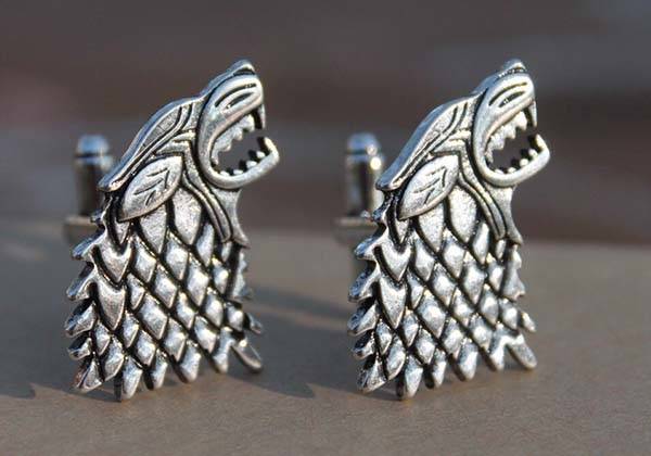HOUSE OF STARK DIRE WOLF MENS NOVELTY GIFT GAME OF THRONES CUFFLINKS