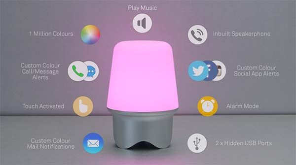 Geni Smart Beacon with Bluetooth Speaker, LED Lamp and Charging Station