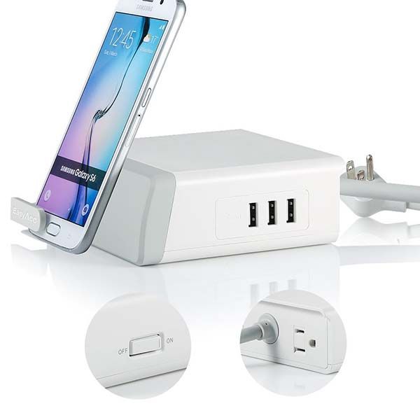 EasyAcc Charging Station with 3 USB Ports and Surge Protector