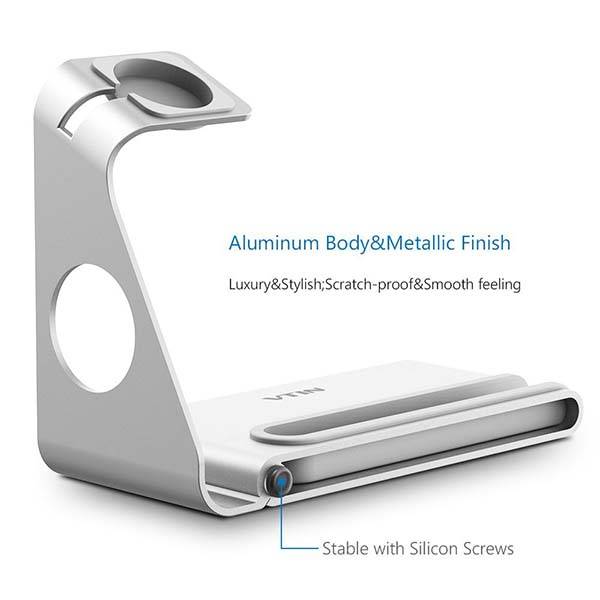 The Aluminum Apple Watch Charging Stand with iPhone Holder