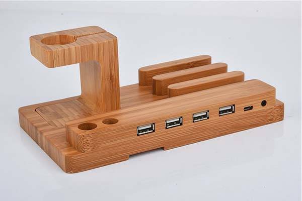 The Wooden Charging Station with Apple Watch Stand