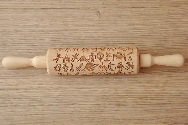 Handmade Space-Themed Engraved Rolling Pin