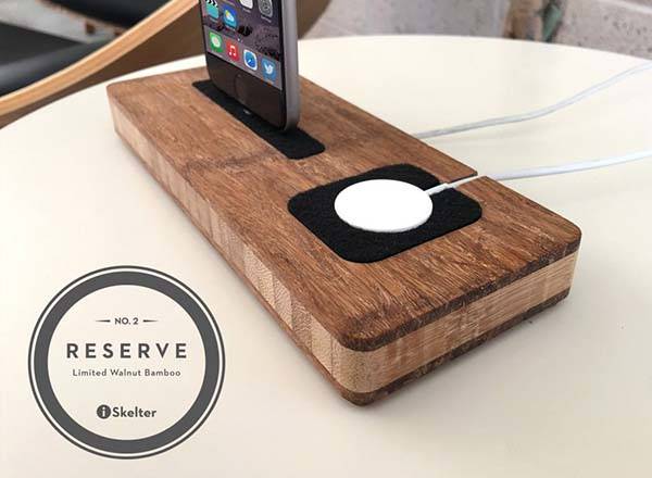 Handmade Wooden Charging Station for Apple Watch and iPhone