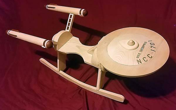 Handmade Star Trek Enterprise Wooden Rocker