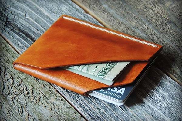 Handmade Minimal Leather Wallet is Customizable with Initials
