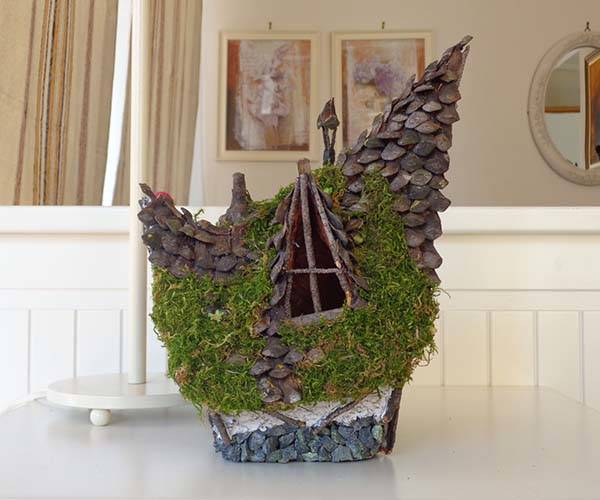 Handmade Rustic Wooden Fairy House Candle Holder