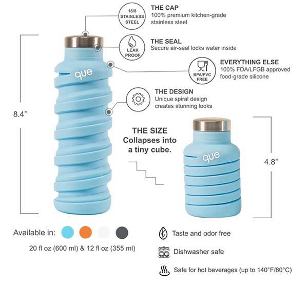 The Que Fashionable And Collapsible Water Bottle Gadgetsin