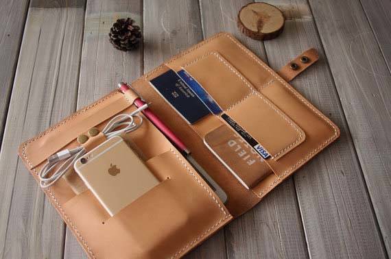 Handmade iPad Pro Leather Case with Extra Pockets