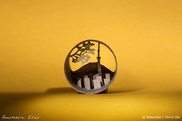 Tiny Cityscapes Made with Toilet Paper Rolls