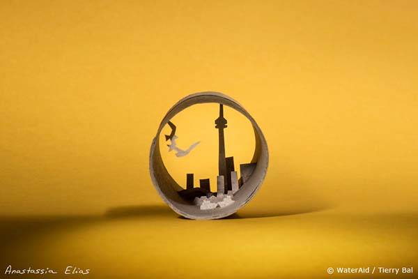 Tiny Cityscapes Made with Toilet Paper Rolls
