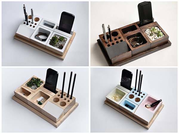 The Handmade 6 In 1 Wooden Desk Organizer With Phone Holder Gadgetsin