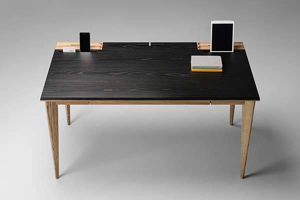 Ollly Wooden Desk with Compact Drawer, Phone, Tablet Stands and Desk Organizer
